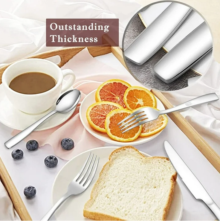 VeSteel 18/10 Stainless Steel Silverware Set, 40 Piece Fancy Flatware Cutlery Eating Utensils Tableware Set for 8