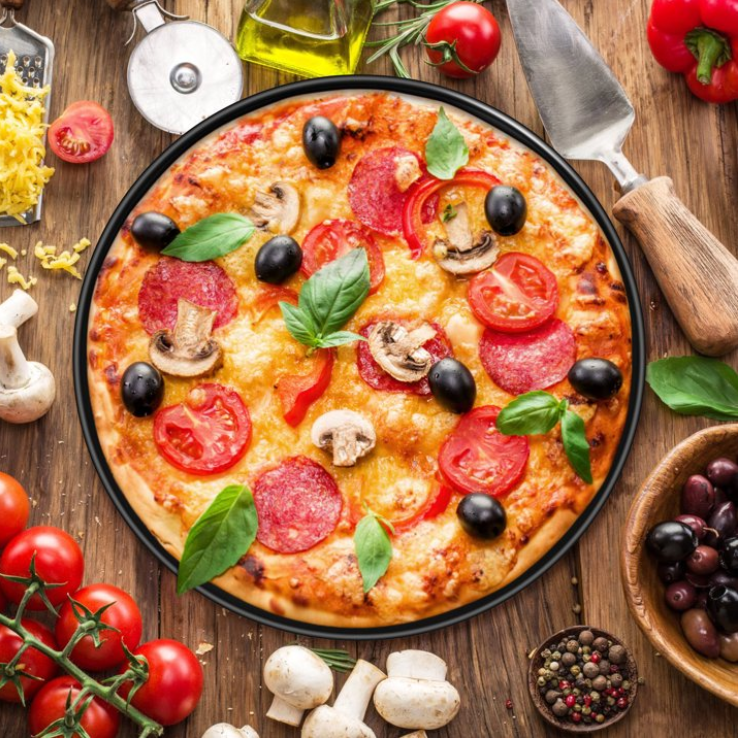 Vesteel 12 inch Pizza Pan Set of 2, Nonstick Baking Pan Round Pizza Serving Tray with Stainless Steel Core