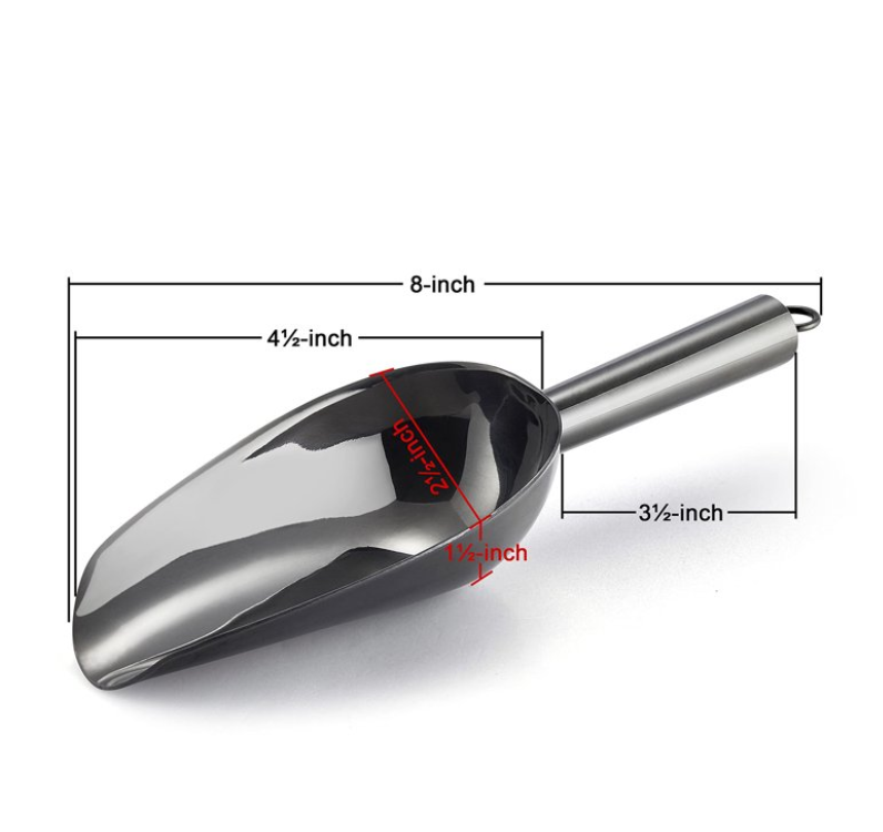 6 Ounce Ice Scoop Set of 2, Vesteel Black Stainless Steel Scoops for Ice Cube/Candy/Flour/Sugar, Metal Utility Scoops for Canisters, Baking, Kitchen Pantry, Rust Free & Dishwasher Safe