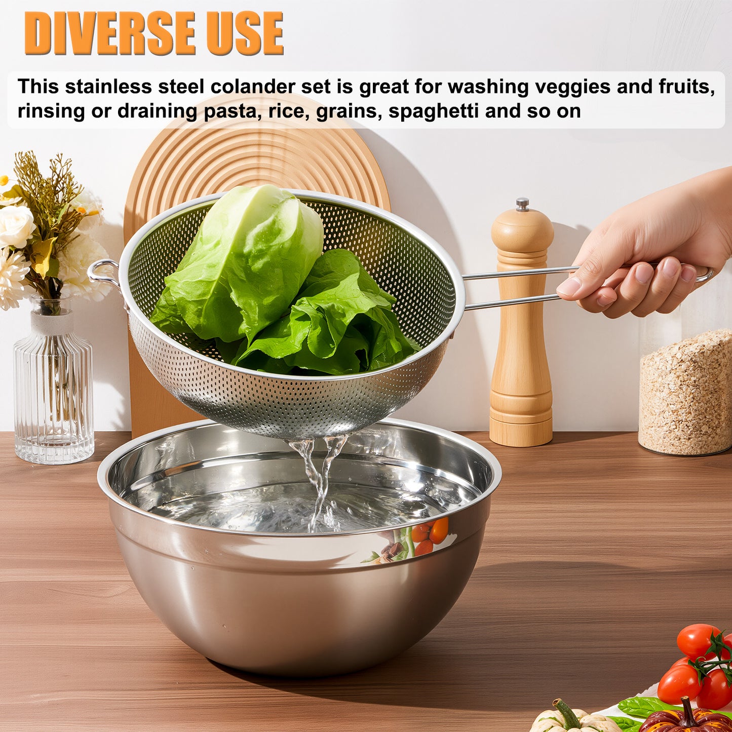 Vesteel Stainless Steel Strainer Set of 9