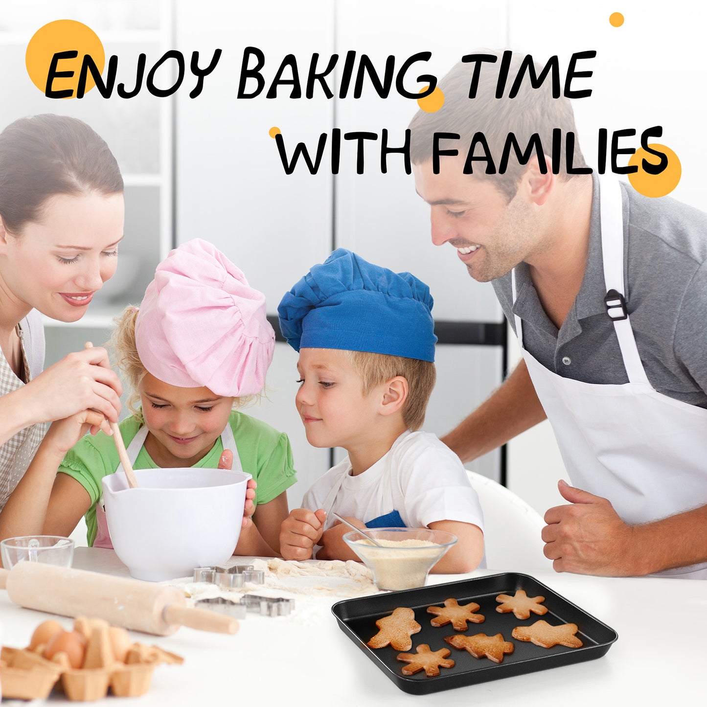 Vesteel Cookie Sheet for Baking Set of 2, Nonstick Carbon Steel Rectangle Baking Pan Oven Tray - 10 x 8 x 1 inches