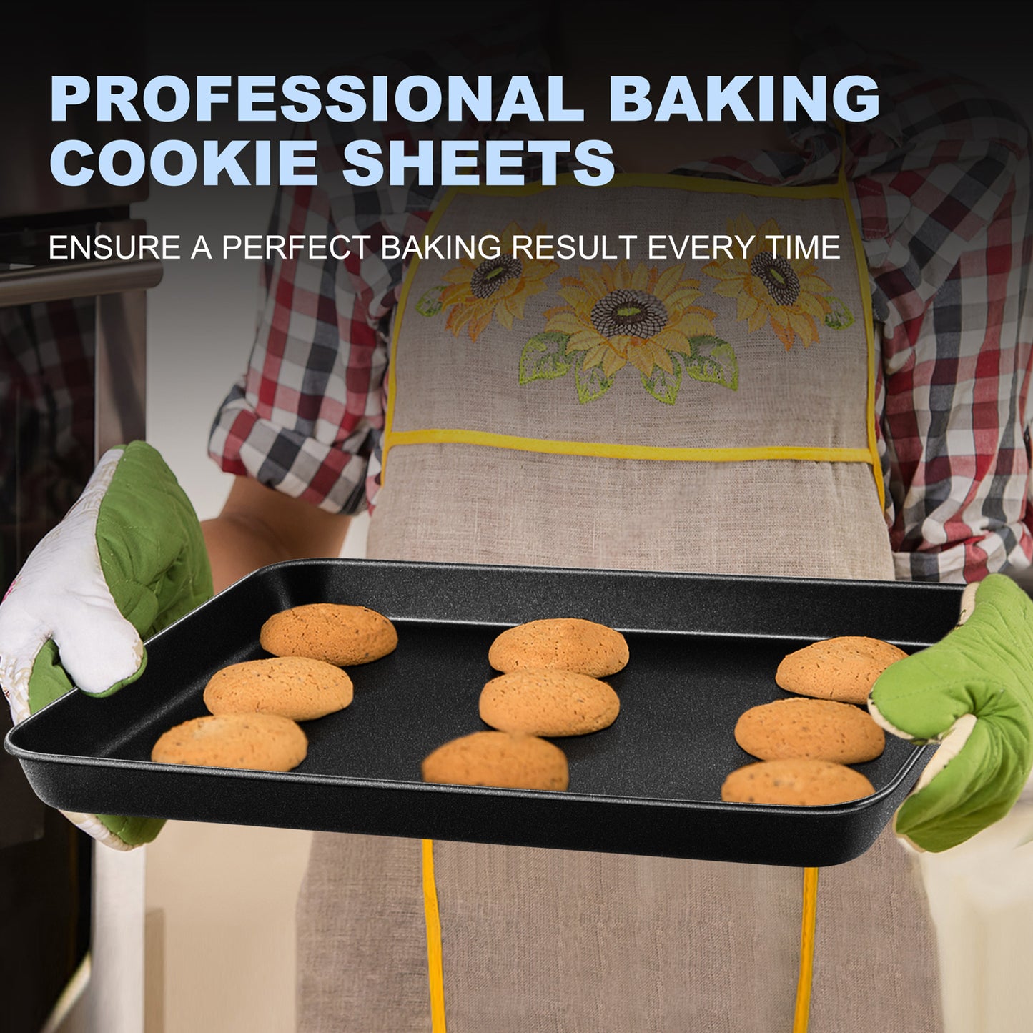 Vesteel Nonstick Baking Sheet Set of 4, Stainless Steel Baking Pan Tray Cookie Sheet, Half Sheet Bakeware Toaster Oven Pans for Baking