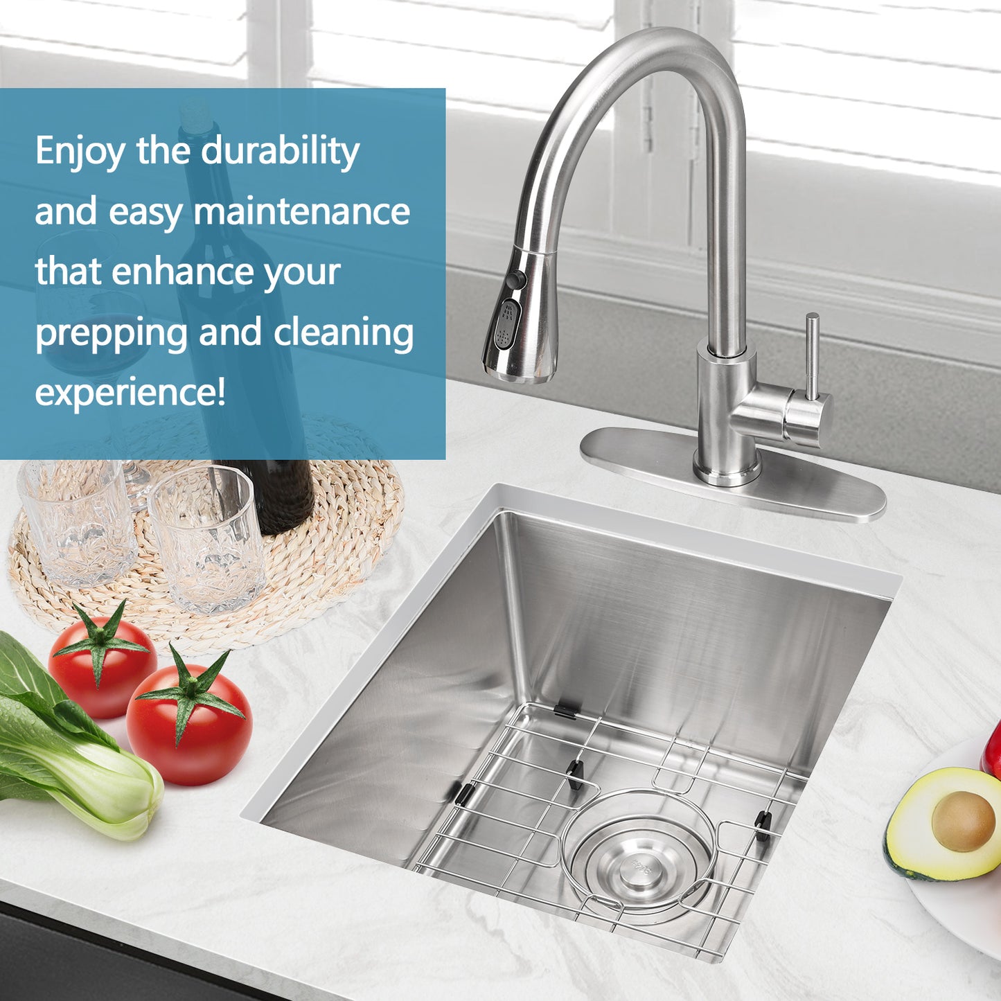 Vesteel Stainless Steel Kitchen Sink, 25” x 22” Single Bowl Drop in Kitchen Sink Topmount Sink, 10 inch Deep Workstation Sink Basin with 2 Sink