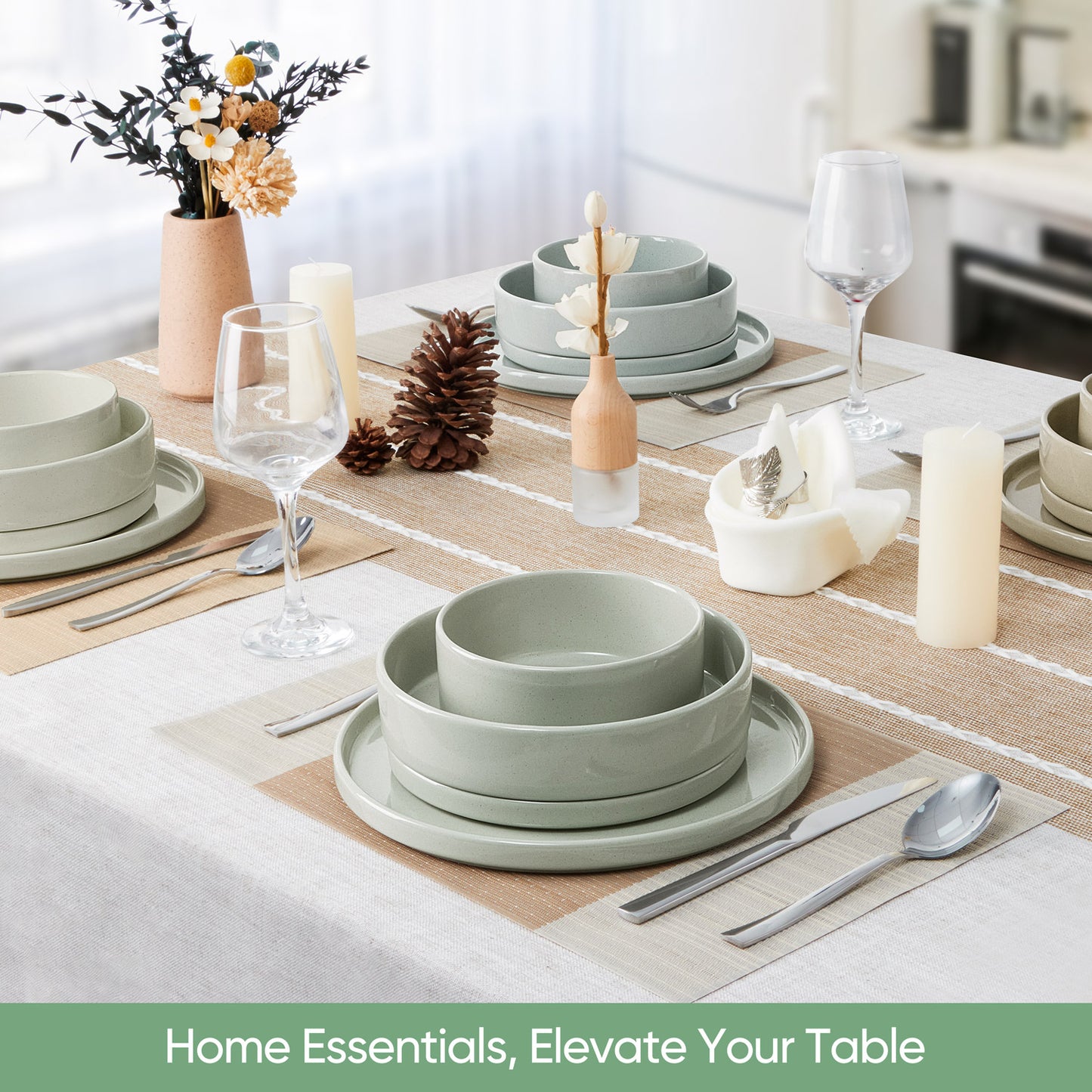 Vesteel 16 Pieces Dinnerware Sets, Premium Stoneware Dishes Set for 4, Speckled Plates and Bowls Set for Home Restaurant, Microwave and Dishwasher Safe - Multi-Color