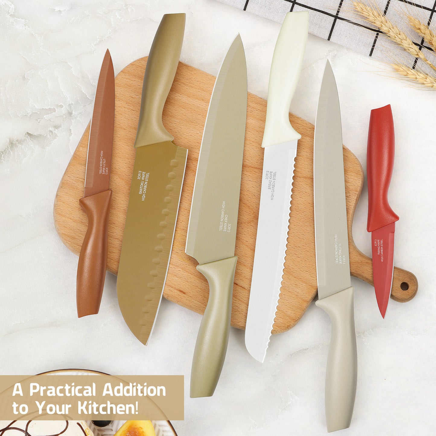 Vesteel 12-Piece Kitchen Knife Set, Stainless Steel Knives Set with Blade Guard & Nonstick Coating