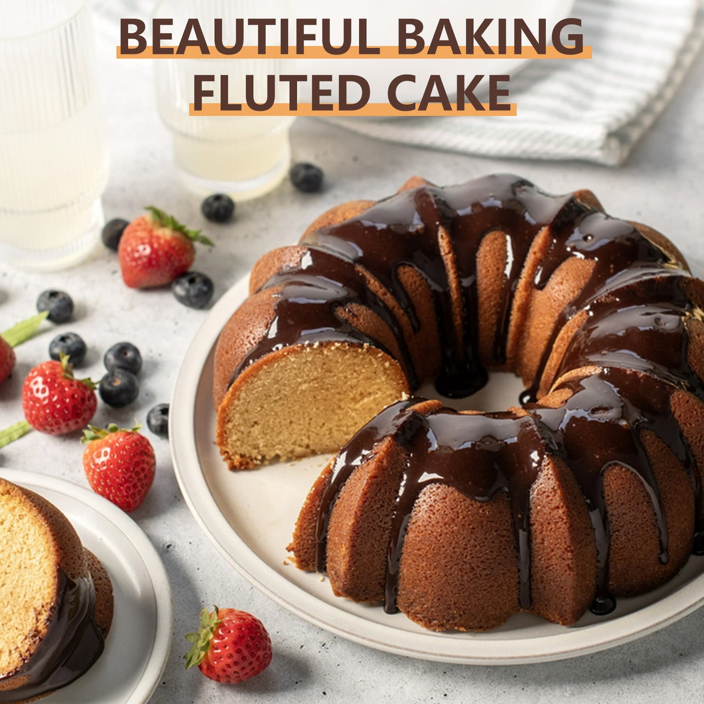 Vesteel 10” Bundt Cake Pan, Non-Stick Pan for Baking Brownie Flan Meatloaf, Carbon Steel Bakeware with Tube for Birthday Wedding Events, Heavy Duty & Durable - Grey