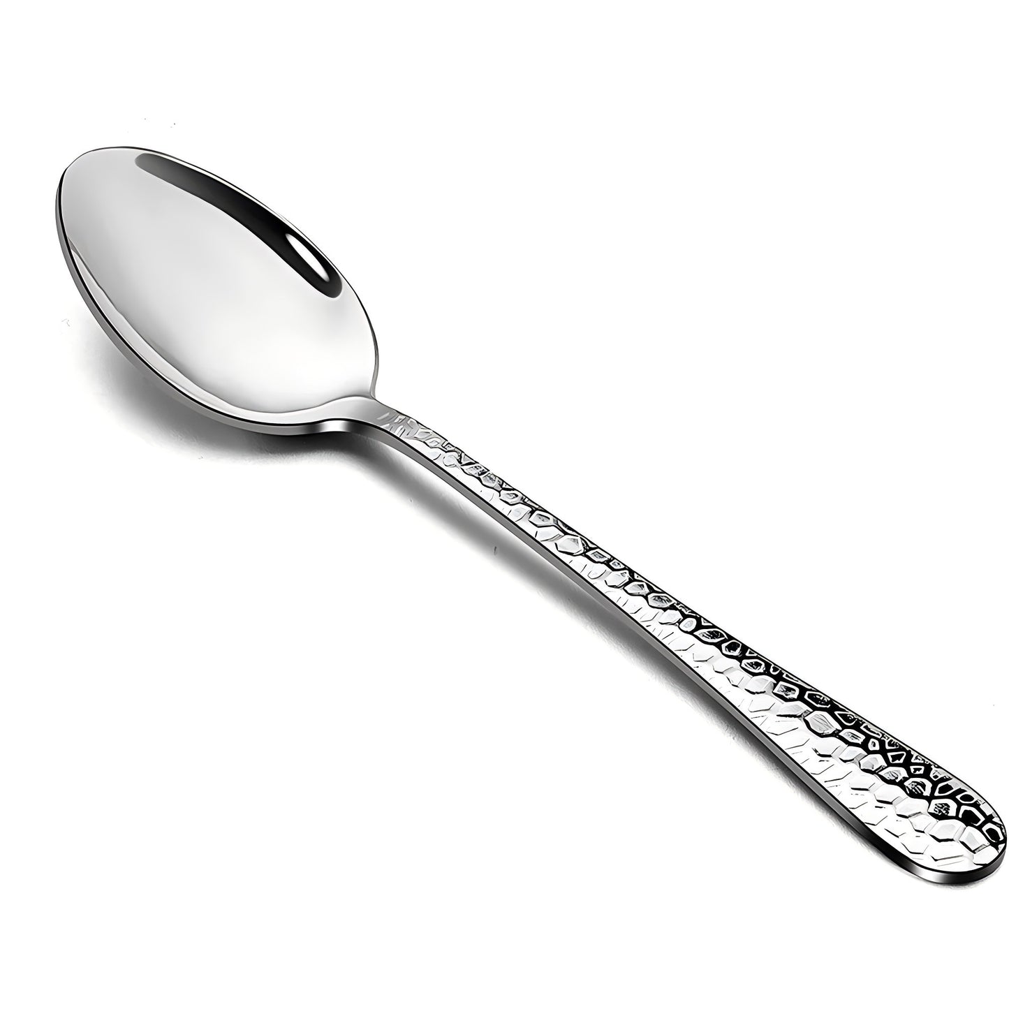 VeSteel 12-Piece Stainless Steel Hammered Dinner Spoons Set - 7.9 inches