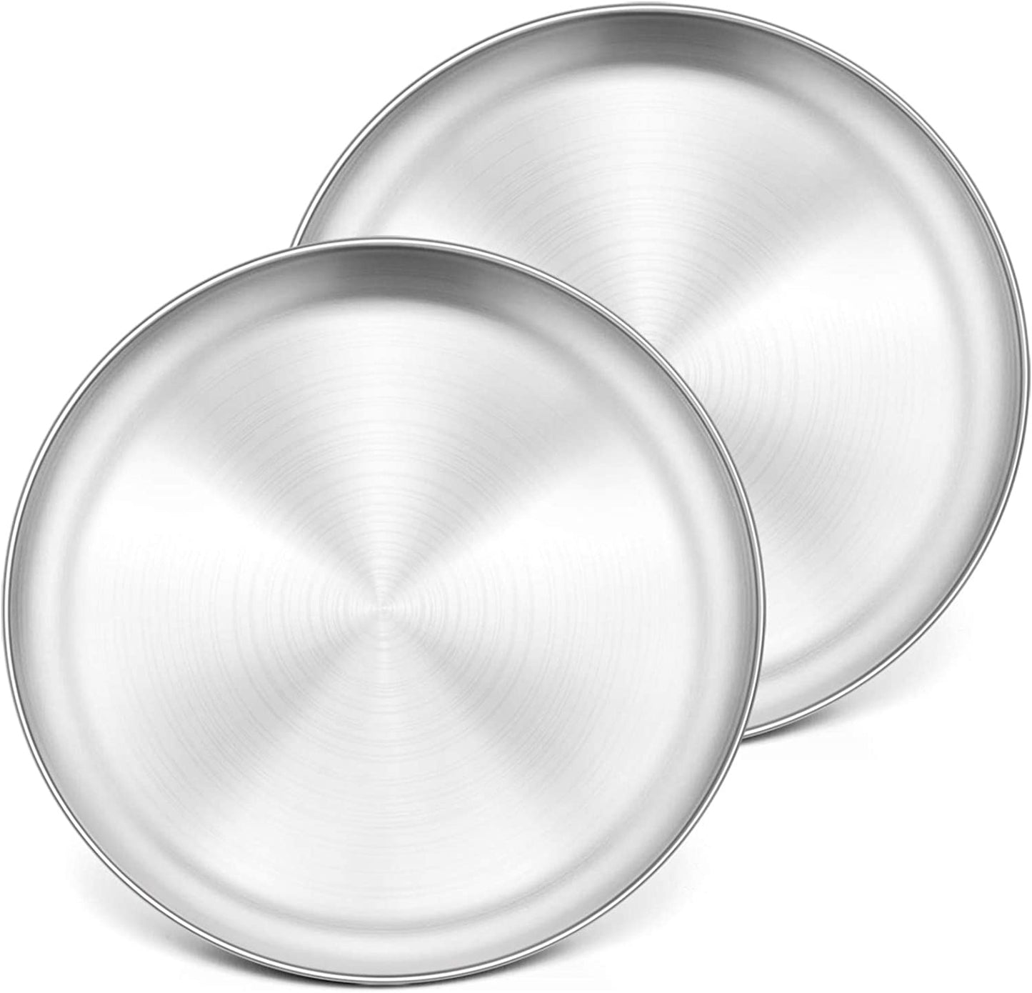 Vesteel 10 inch Stainless Steel Pizza Pan Set of 2, Round Baking Trays, Crisper Oven Pan for Baking Serving