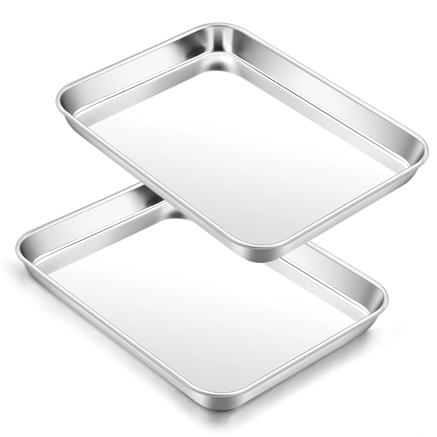 Vesteel Baking Cookie Sheet Set of 2, Stainless Steel Rectangle Baking Pan Oven Tray - 9 x 7 x 1 inches