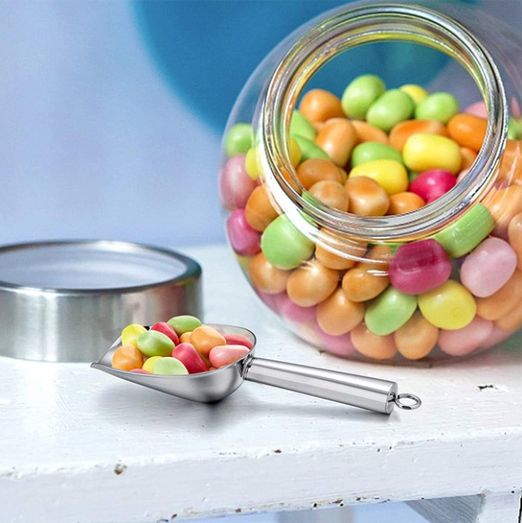 Mini Scoop, VeSteel 3 Ounce Stainless Steel Kitchen Utility Scoops, Ideal for Candy/Ice Cube/Flour/Sugar/Coffee Bean/Protein Powder, Food Grade & Anti Rust, Easy Clean & Dishwasher Safe (2 Pack)