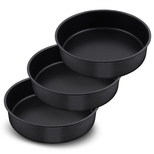 8 inch Cake Pan Set of 3, Vesteel Stainless Steel Round Cake Baking Pans for Layer/Birthday/Wedding Cake, Nonstick & Heavy Duty