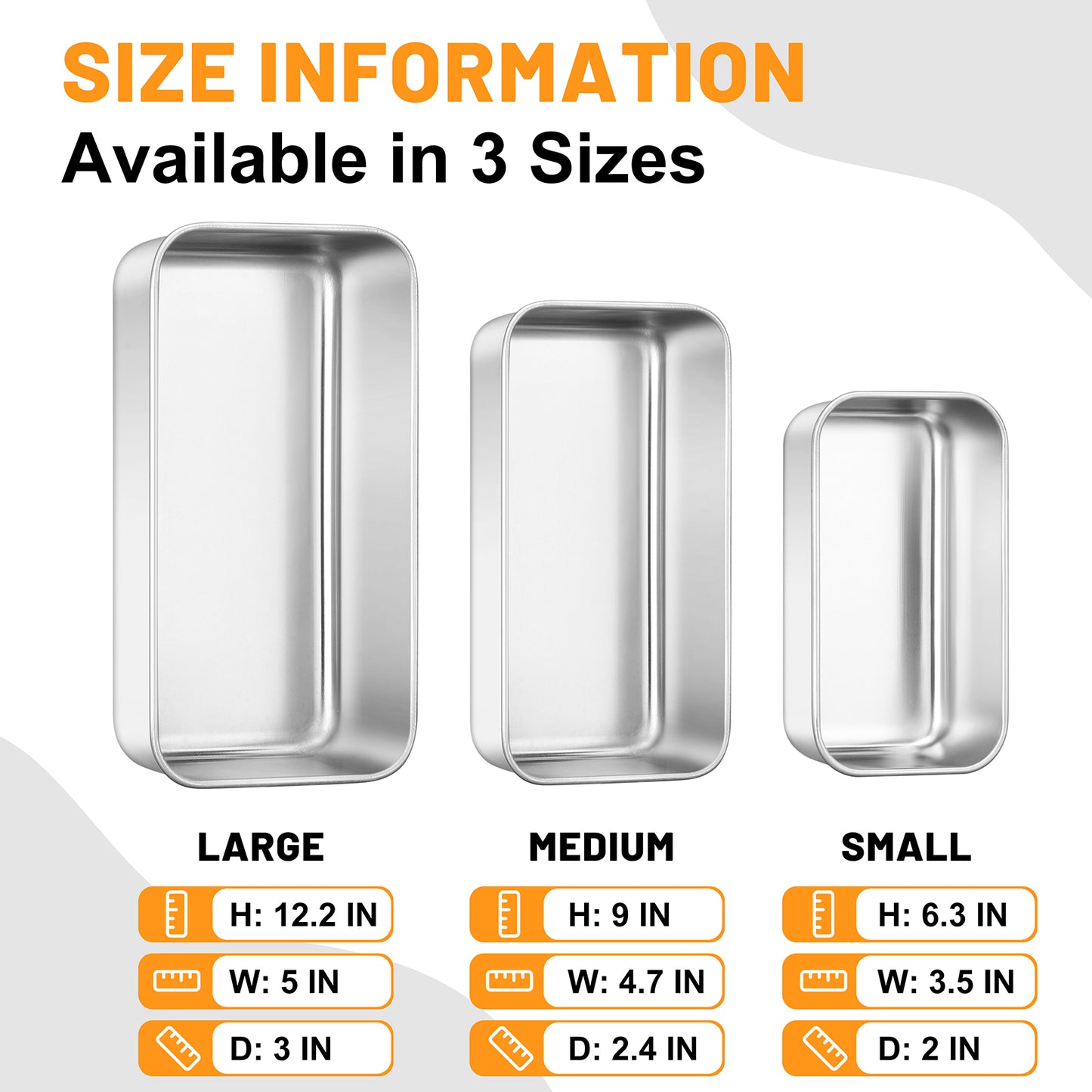Vesteel Stainless Steel Loaf Pan Set, 3 Sizes Baking Bread Pans (12 x 5 Inch, 9 x 5 Inch, 6 x 3.5 Inch) , Toast Baking Pans for Meatloaf, Cake & Homemade Bread, Non Toxic & Dishwasher Safe