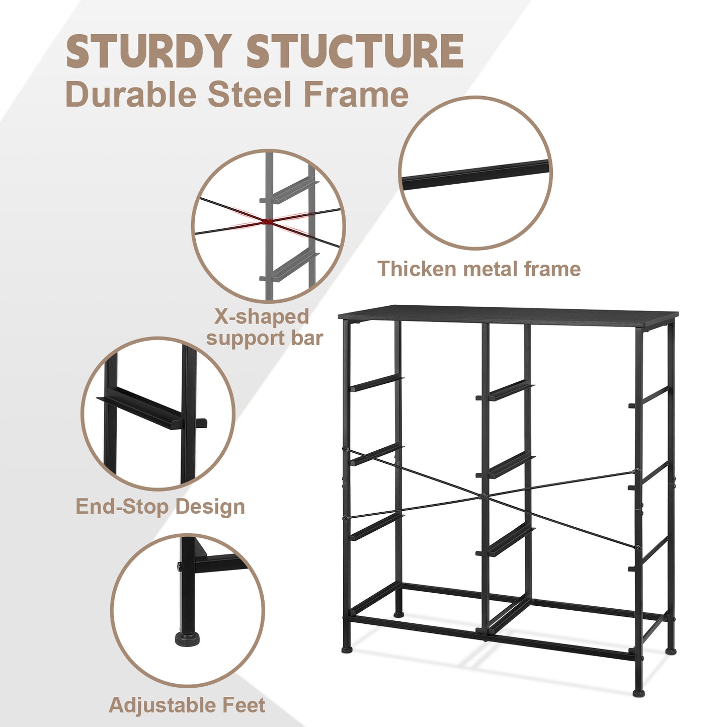 Vesteel Dresser for Bedroom with 8 Fabric Drawers, Storage Tower with Wooden Top and Metal Frame, Chest of Clothes Organizer for Living Room, Entryway - Black