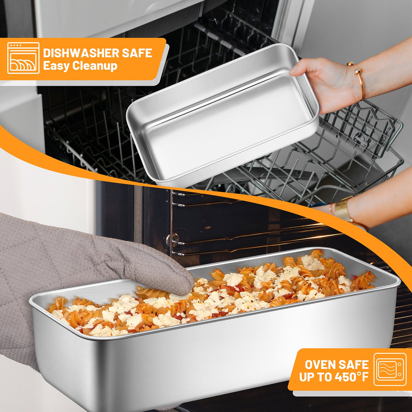 Vesteel Stainless Steel Loaf Pan Set, 3 Sizes Baking Bread Pans (12 x 5 Inch, 9 x 5 Inch, 6 x 3.5 Inch) , Toast Baking Pans for Meatloaf, Cake & Homemade Bread, Non Toxic & Dishwasher Safe