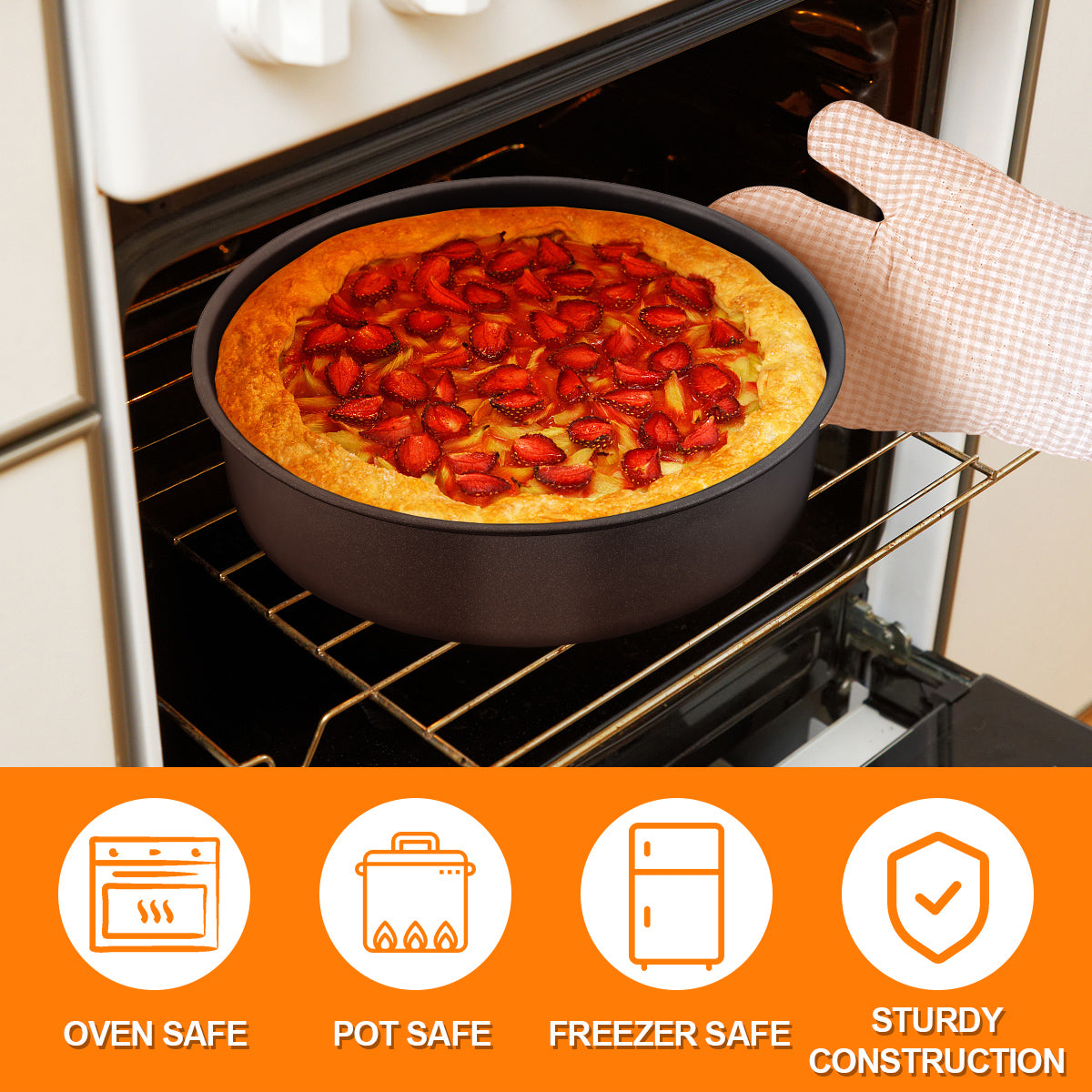8 inch Cake Pan Set of 3, Vesteel Stainless Steel Round Cake Baking Pans for Layer/Birthday/Wedding Cake, Nonstick & Heavy Duty