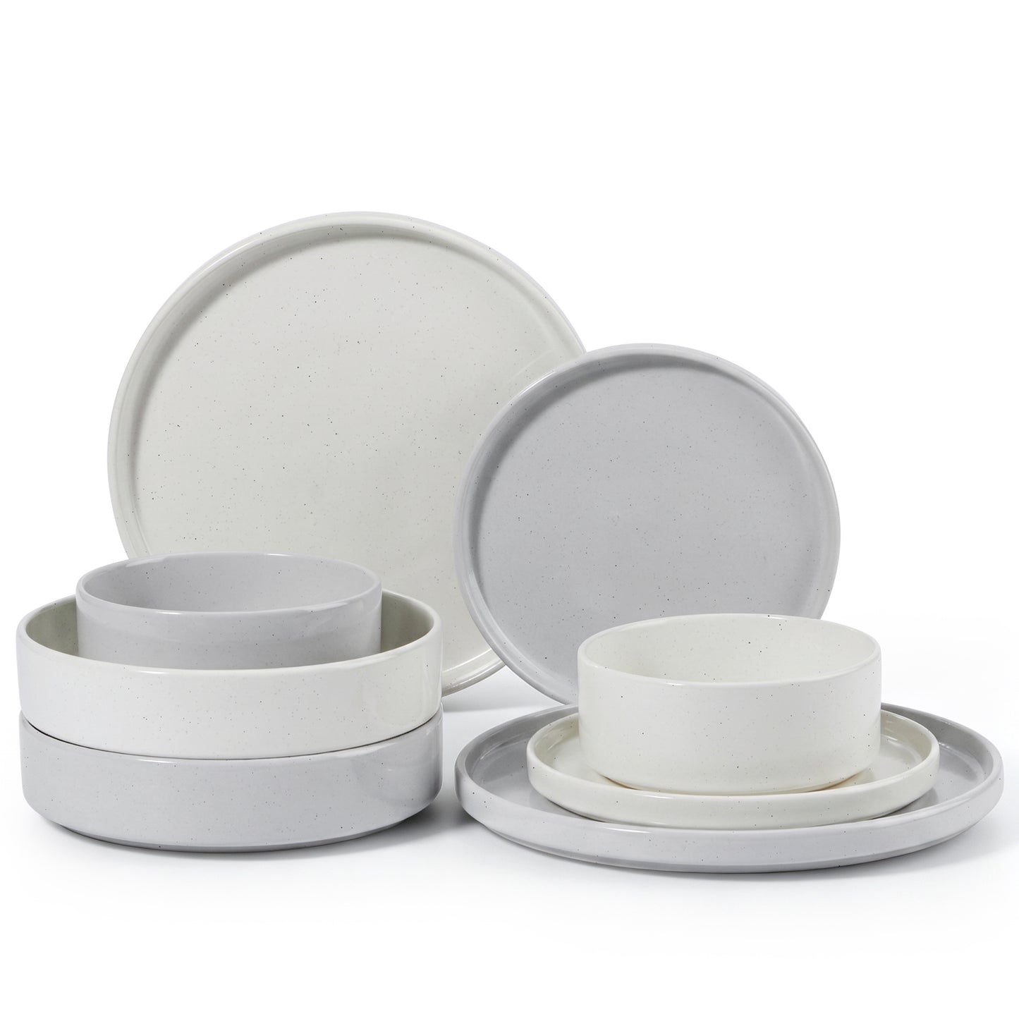 Onader 8-Piece Stoneware Dinnerware Set, Speckled Porcelain Plates and Bowls for the Kitchen, High-Quality Handcrafted Ceramic Dinnerware, Microwave & Dishwasher Safe - Multi - Color