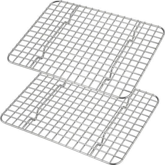 Vesteel 2-Pack Cooling Rack for Baking, Stainless Steel Cookie Rack for Baking Cooking Roasting , 12" x 9" Grid Wire Rack Fits Baking Sheet Pan, Dishwasher Safe