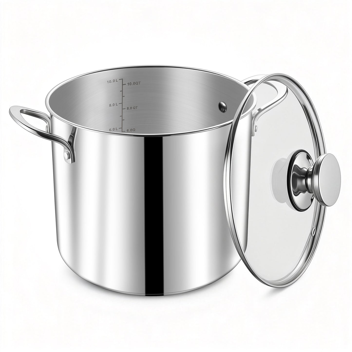 Vesteel 10QT Stock Pot with Lid, Tri-Ply Bottom Stainless Steel Stockpot for Cooking Simmering Soup Stew, Heavy Duty Cookware Compatible with All Cooktops, Dishwasher Safe