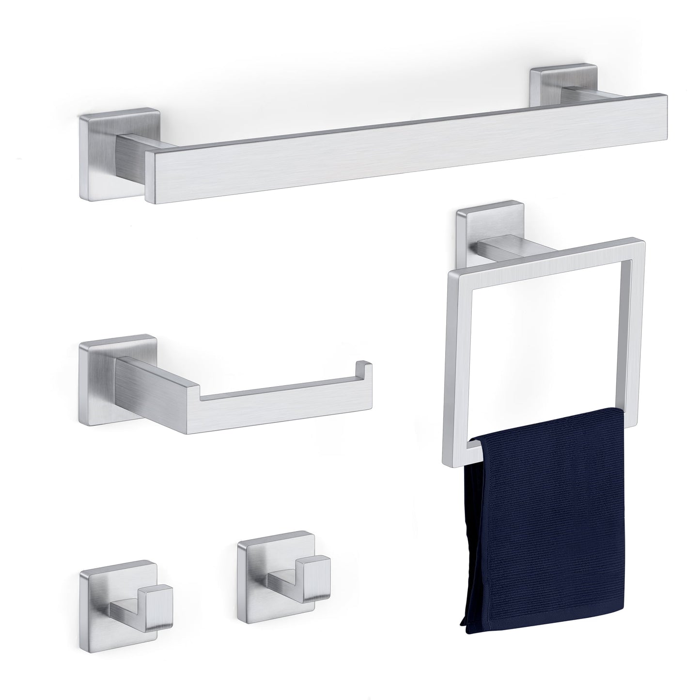 Vesteel 5-Pieces Bathroom Hardware Set, Stainless Steel Bath Towel Bar Set, 16" Hand Towel Bar for Bathroom, Bath Accessories Sets Wall Mounted, Brushed Nickel