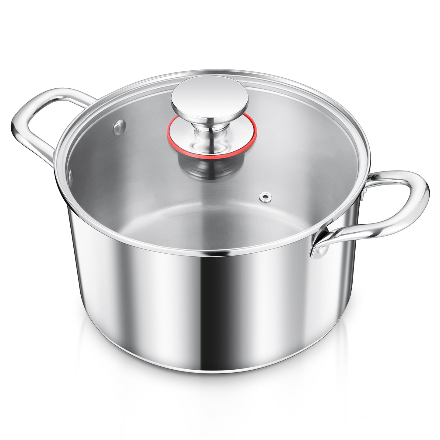 Vesteel 4 Qt Tri-Ply Stainless Steel Stock Pot, 4 Quart Stockpot Pasta Cooking Cookware with Visible Lid for Soup