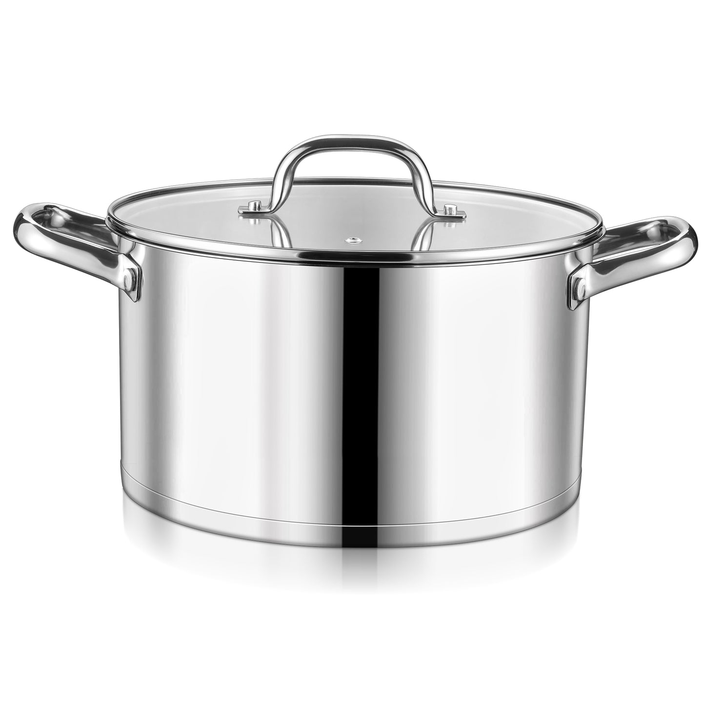 Vesteel 8 QT Stock Pot with Lid, 3 Tri-ply Stainless Steel Cooking Pot for Induction Gas Electric Stove, Stockpot for Cooking Soup Spaghetti, Dishwasher Safe