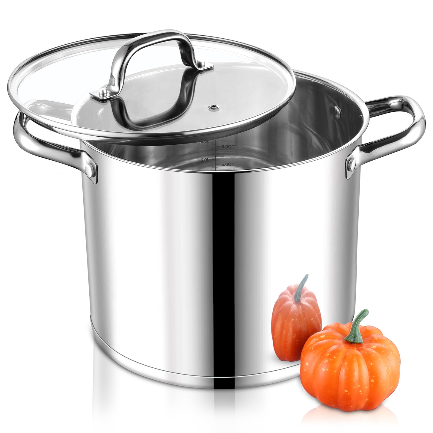 Vesteel 10 QT Stock Pot with Lid, 3 Tri-ply Stainless Steel Cooking Pot for Induction Gas Electric Stove, Big Stockpot for Cooking Soup Spaghetti, Dishwasher Safe