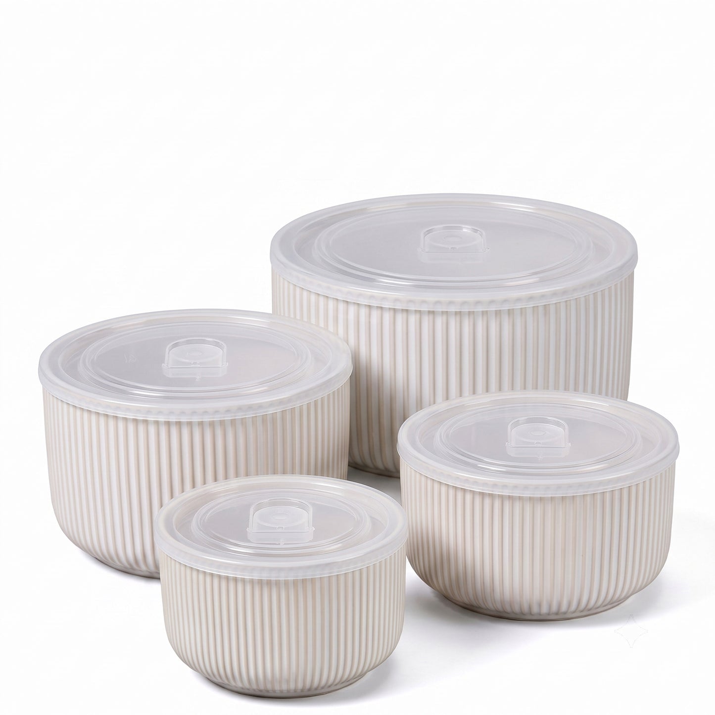 Onader 8-Piece Ceramic Bowls with Lid, Mixing Bowls Set of 4 for Kitchen Meal Prep Food Storage Leftover, Stoneware Serving Bowl for Cooking Baking, Seashell White