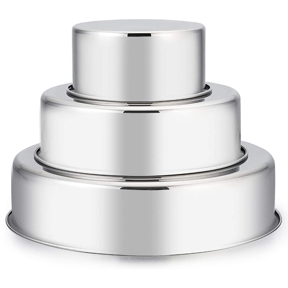 Vesteel Stainless Steel Cake Pan Set of 3 (4/6/8 inch), Small Medium Round Layer Cake Baking Pans for Tier Smash Cake