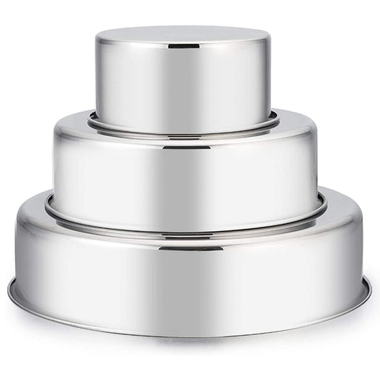 Vesteel Stainless Steel Cake Pan Set of 3 (4/6/8 inch), Small Medium Round Layer Cake Baking Pans for Tier Smash Cake