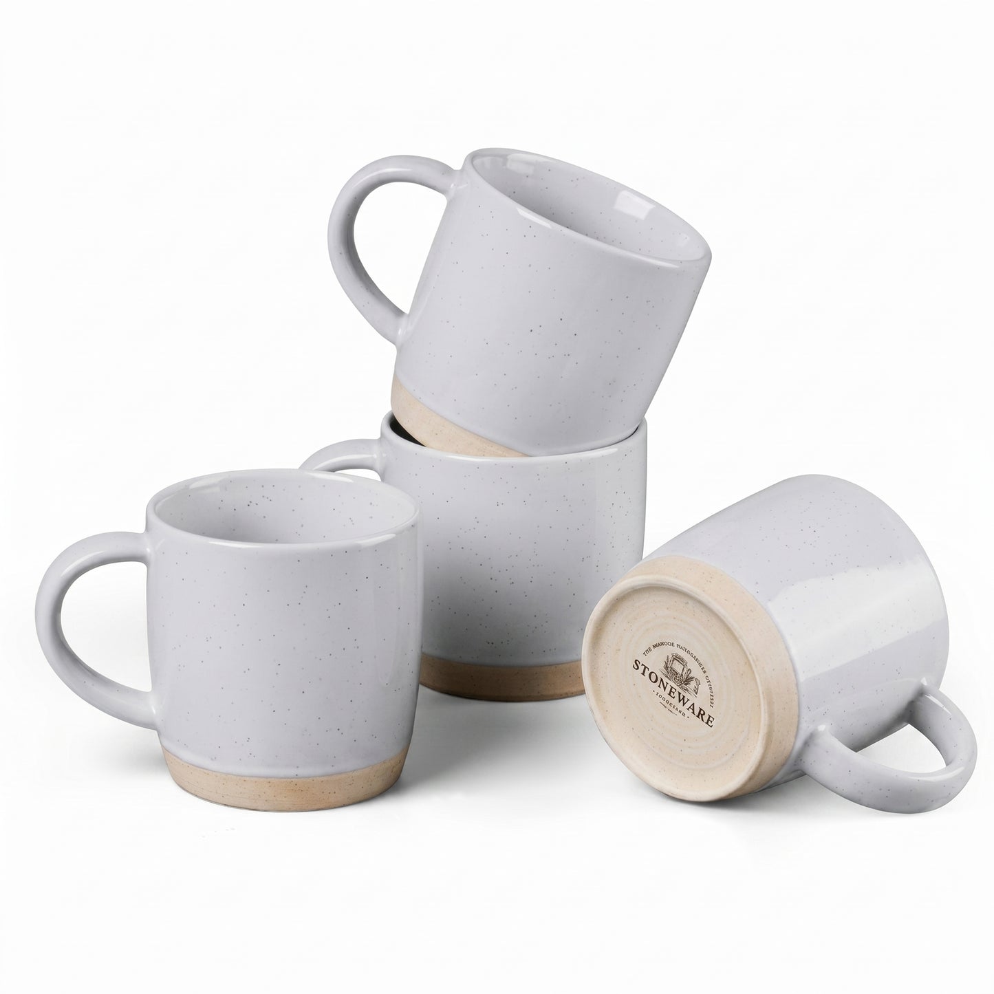 Vesteel Coffee Mugs Set of 4, 12oz Porcelain Coffee Cups with handle, Ceramic Stoneware Mug for Milk, Coffee, Hot Cocoa, Microwave & Dishwasher Safe, Light Gray
