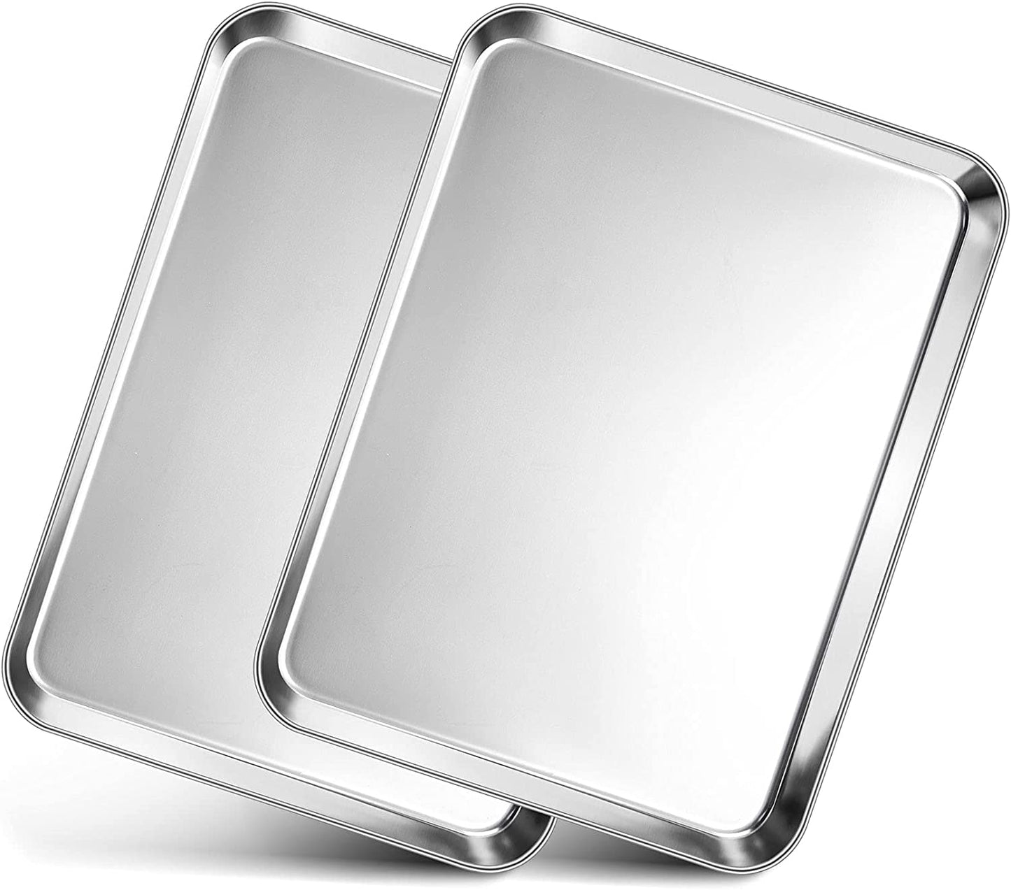 Vesteel Stainless Steel Baking Sheet, Toaster Oven Cookie Tray Pan Set of 2 - 12.5" x 9.75" x 1"