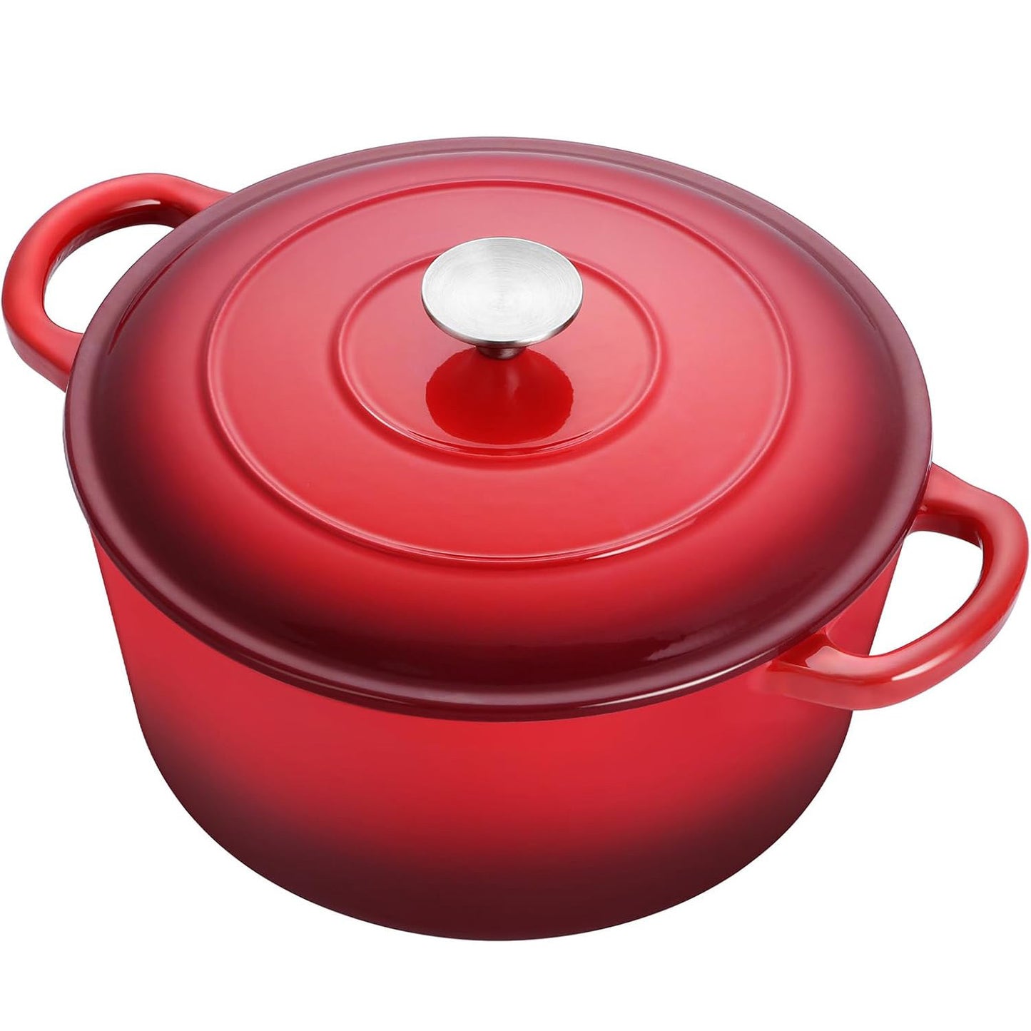 Vesteel Enameled Cast Iron Dutch Oven with Lid, 6 Quart Round Dutch Oven Pot Nonstick Cookware for Braising, Stews, Roasting, Bread Baking, Cooking, Heavy Duty, Induction & Oven Safe - Red