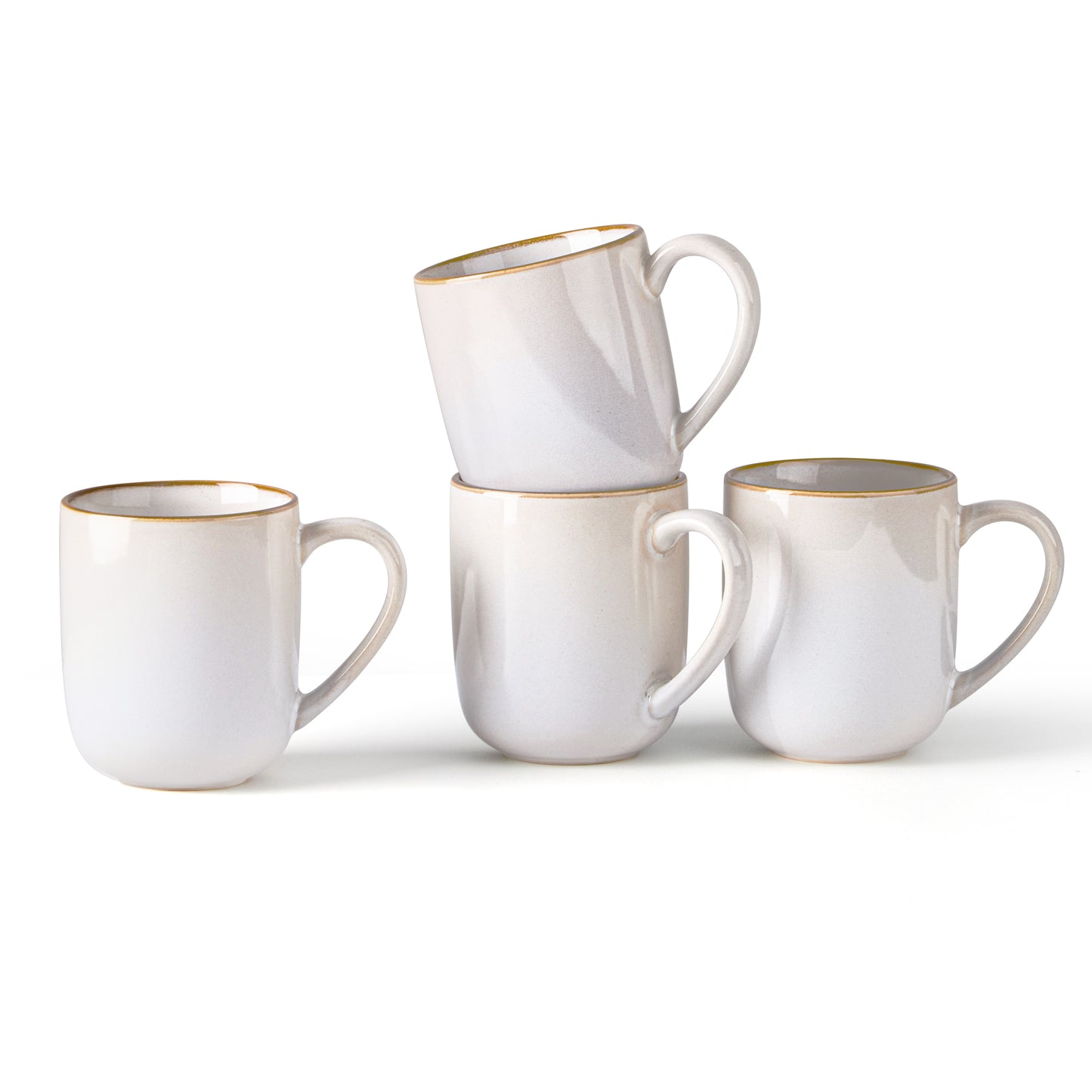 Vesteel Coffee Mug Set of 4, 14oz Ceramic Coffee Cups with Handles, Handmade Reactive Glaze Mugs Set for Tea Milk, Gifts for Man Woman, Seashell White