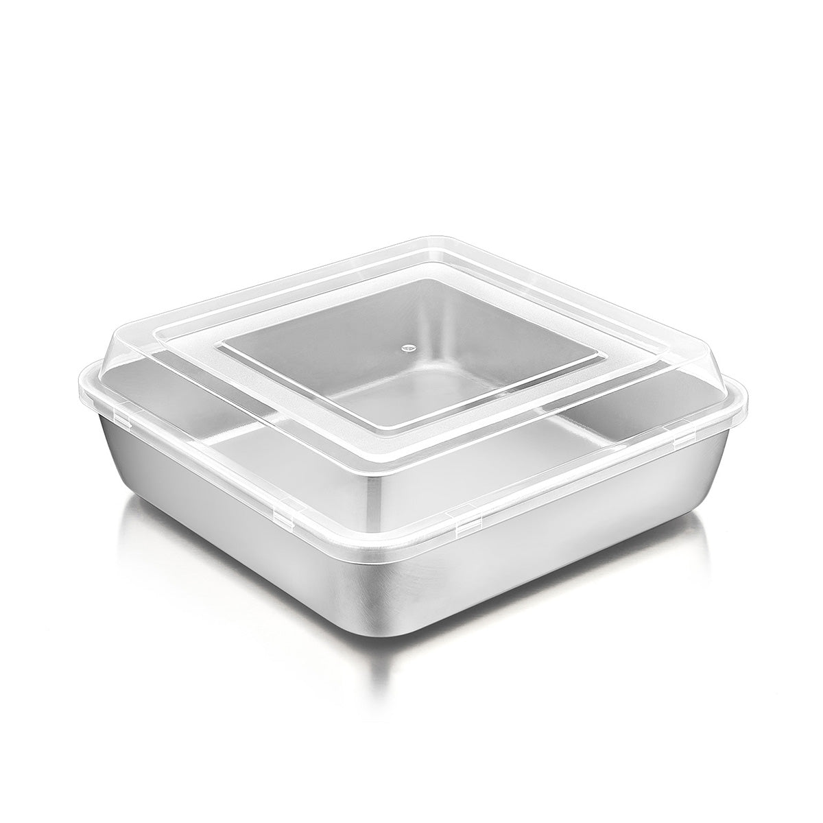 9 inch Square Cake Pan with Lid, Vesteel Stainless Steel Rectangle Brownies Baking Pan, Non-Toxic & Warp Resistant, Rust Free & Dishwasher Safe
