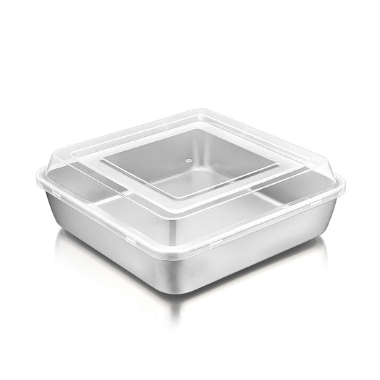 9 inch Square Cake Pan with Lid, Vesteel Stainless Steel Rectangle Brownies Baking Pan, Non-Toxic & Warp Resistant, Rust Free & Dishwasher Safe