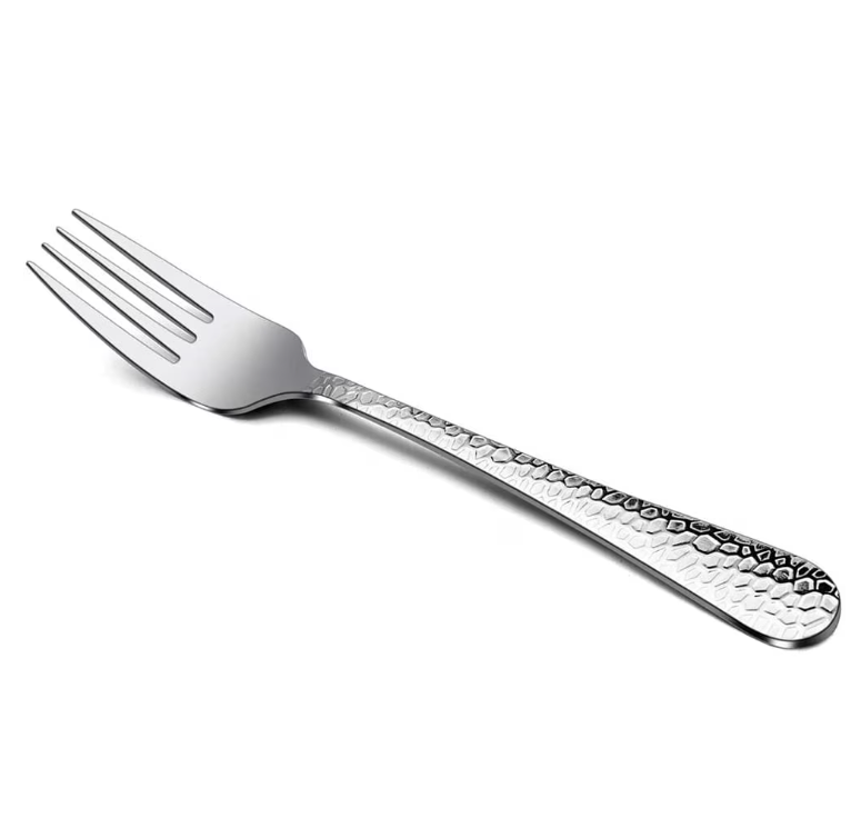 VeSteel Stainless Steel Hammered Salad Forks Set of 12, Appetizer Dessert Small Forks - 6.7 inches