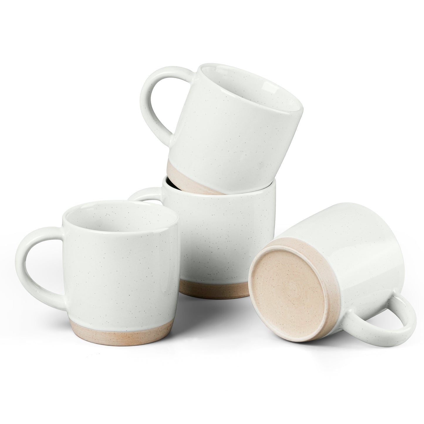 Vesteel Coffee Mugs Set of 4, 12oz Porcelain Coffee Cups with handle, Ceramic Stoneware Mug for Milk, Coffee, Hot Cocoa, Microwave & Dishwasher Safe, Speckled White