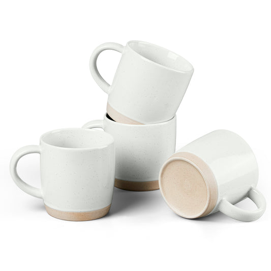Vesteel Coffee Mugs Set of 4, 12oz Porcelain Coffee Cups with handle, Ceramic Stoneware Mug for Milk, Coffee, Hot Cocoa, Microwave & Dishwasher Safe, Speckled White