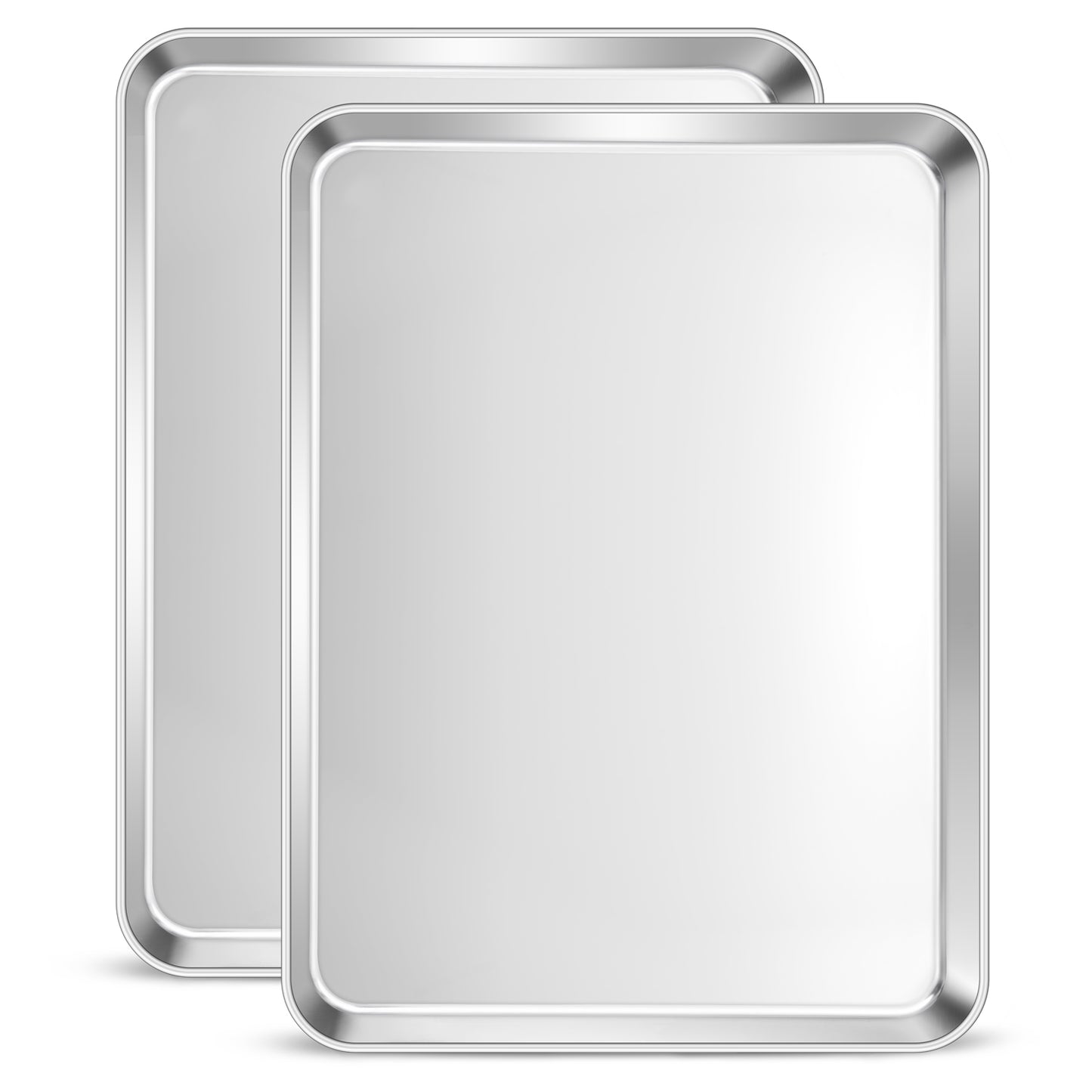 VeSteel Baking Cookie Sheet Set of 2, 17.7 x 13 x 1 inches Stainless Steel Rectangle Baking Pan Oven Tray, Dishwasher Safe