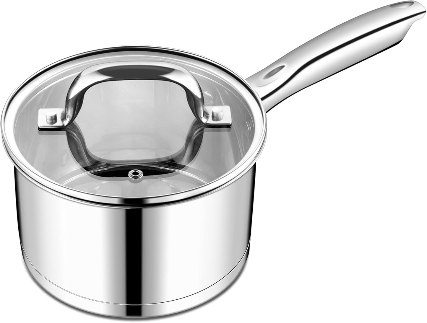 Vesteel 2QT Saucepan with Lid, Stainless Steel Small Sauce Pan, Tri-ply Composite Bottom, Heavy Duty Induction Cooking Pot for Warming Milk, Making Pasta, Boiling Soup, Dishwasher Safe