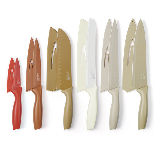 Vesteel 12-Piece Kitchen Knife Set, Stainless Steel Knives Set with Blade Guard & Nonstick Coating