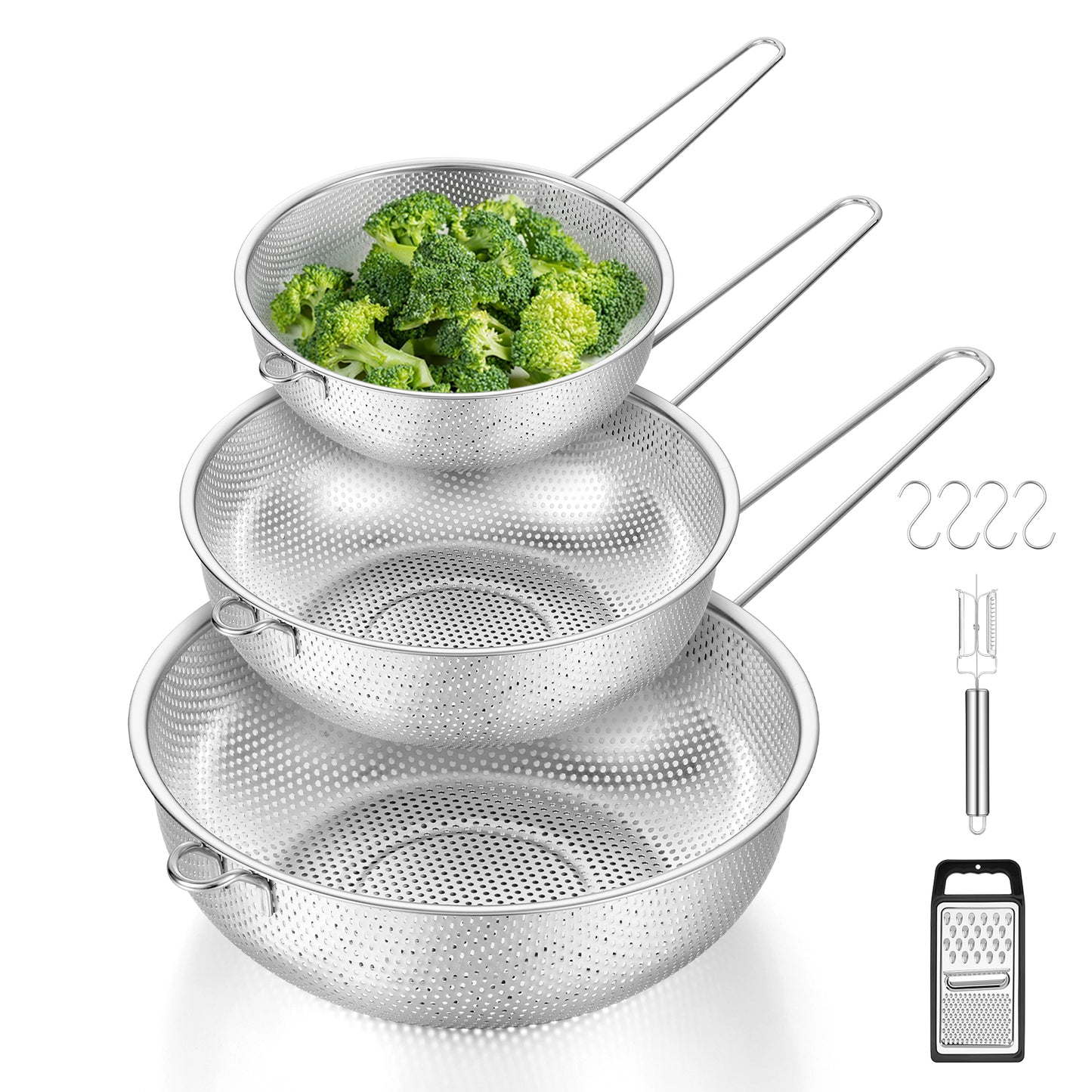 Vesteel Stainless Steel Strainer Set of 9