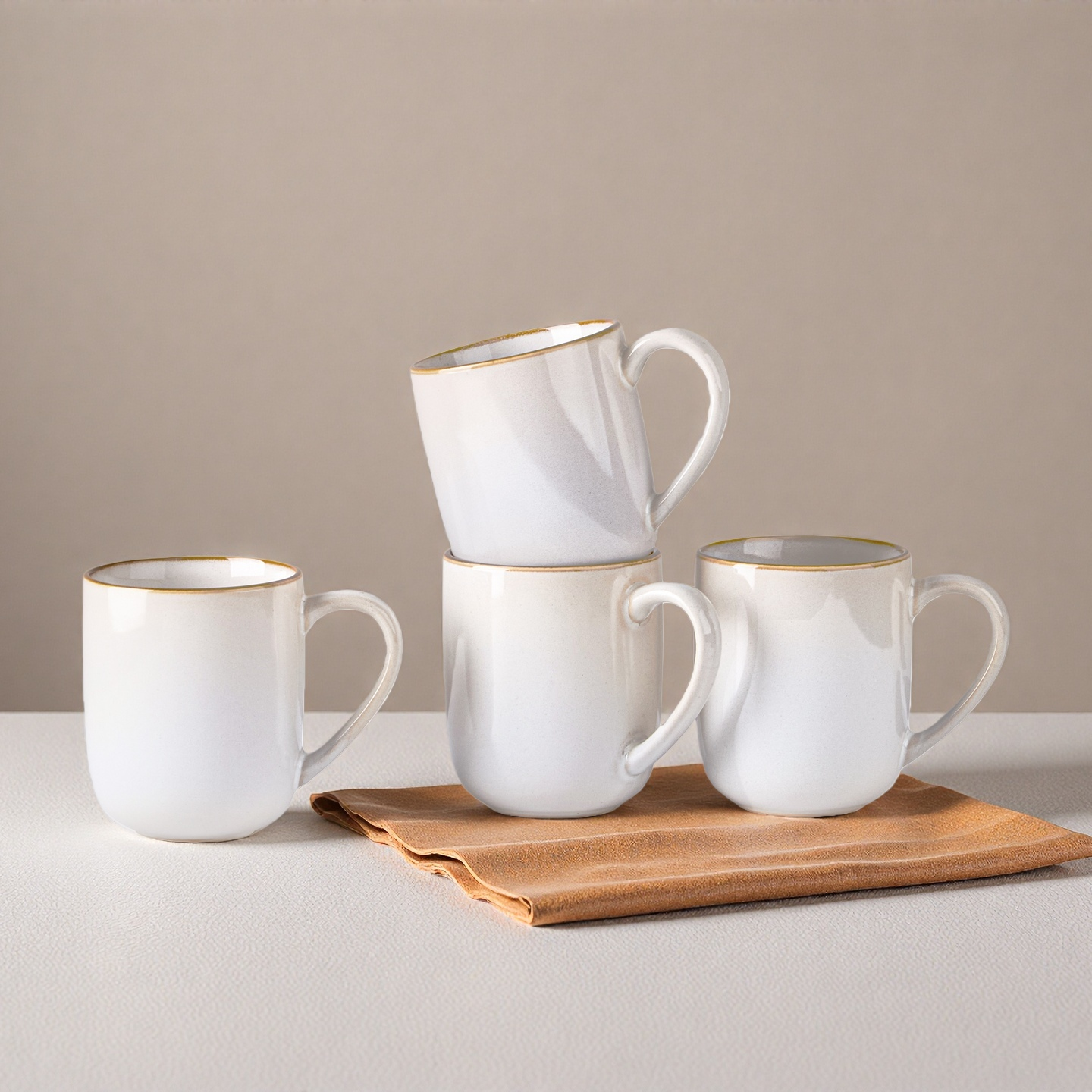 Onader 14OZ Coffee Mugs Set of 4, Stoneware Coffee Mugs Set with Handle, Ceramic Coffee Cups for Latte/Tea/Cappuccino, Dishwasher & Microwave Safe