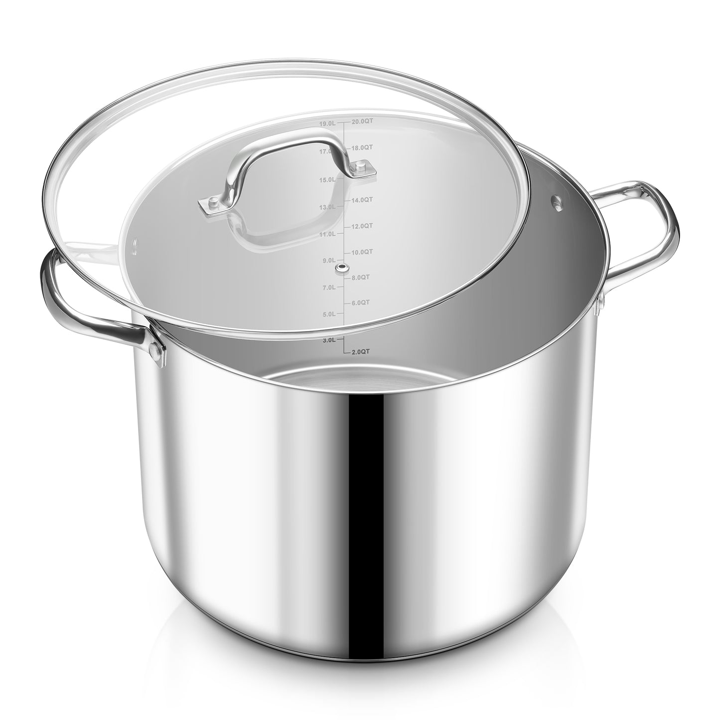 Vesteel 20 QT Stock Pot with Lid, 3 Tri-ply Stainless Steel Cooking Pot for Induction Gas Electric Stove, Big Stockpot for Cooking Soup Spaghetti, Dishwasher Safe
