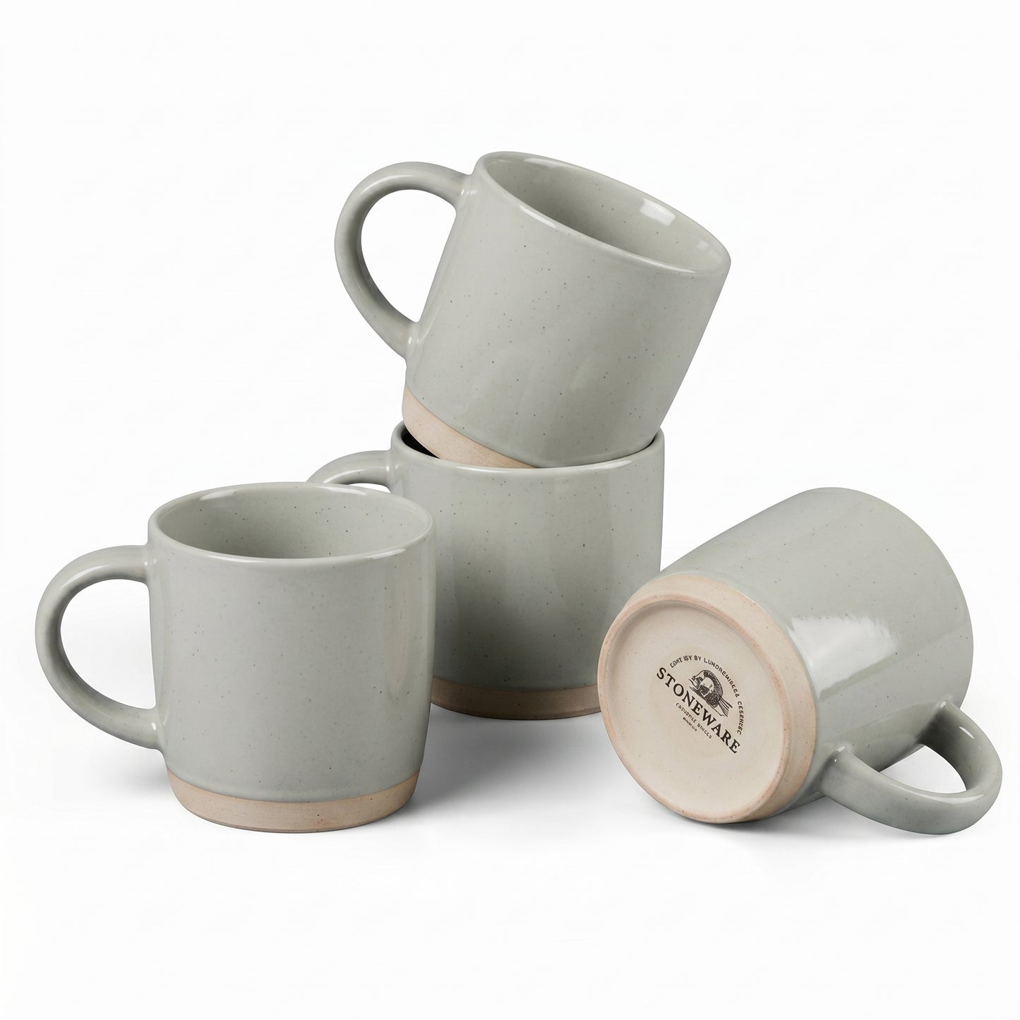Vesteel Coffee Mugs Set of 4, 12oz Porcelain Coffee Cups with handle, Ceramic Stoneware Mug for Milk, Coffee, Hot Cocoa, Microwave & Dishwasher Safe, Light Green