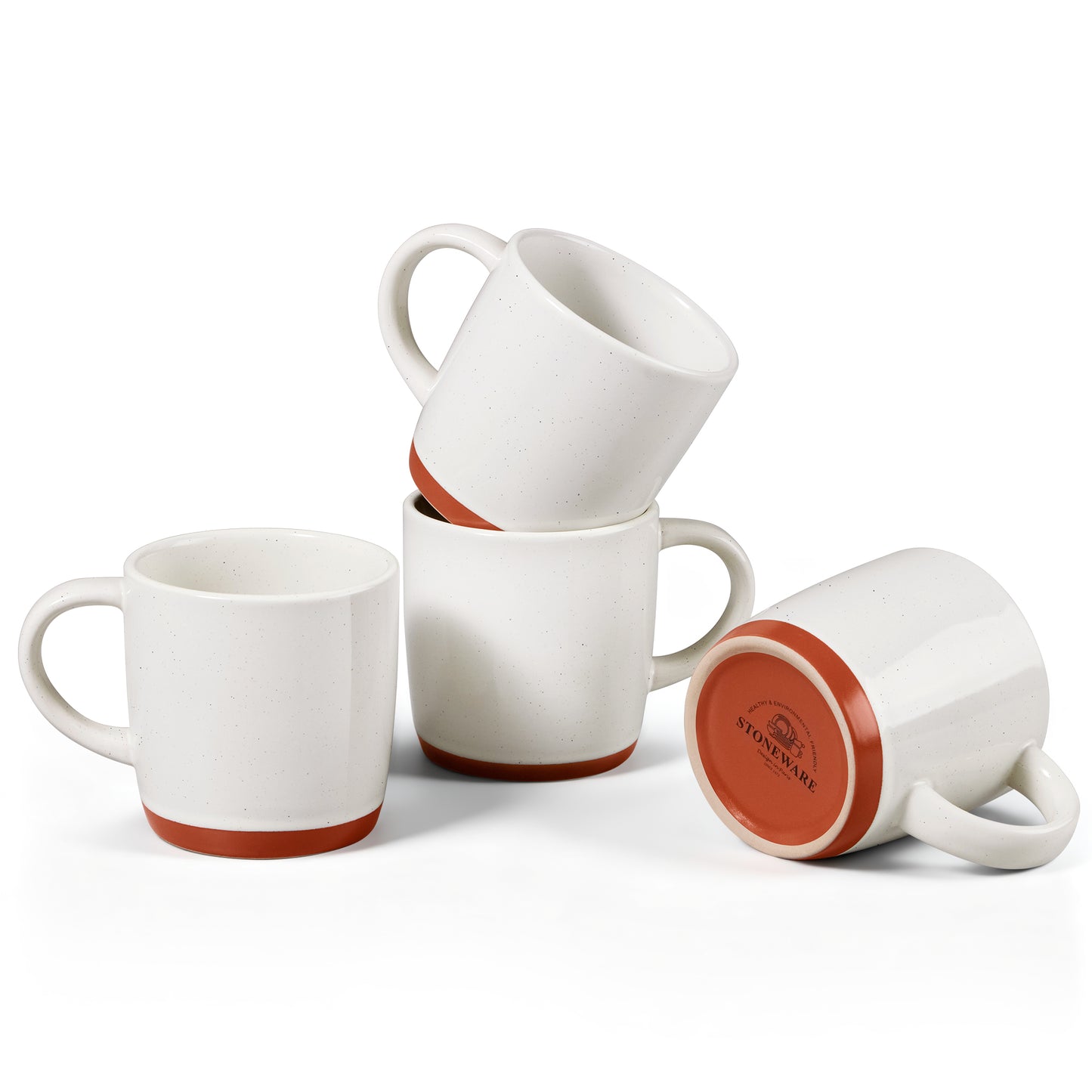 Vesteel Coffee Mugs Set of 4, 12oz Ceramic Coffee Cup with Handle, Modern Stoneware Mugs for Latte, Cappuccino, Cocoa, Dishwasher & Microwave Safe, Speckled White