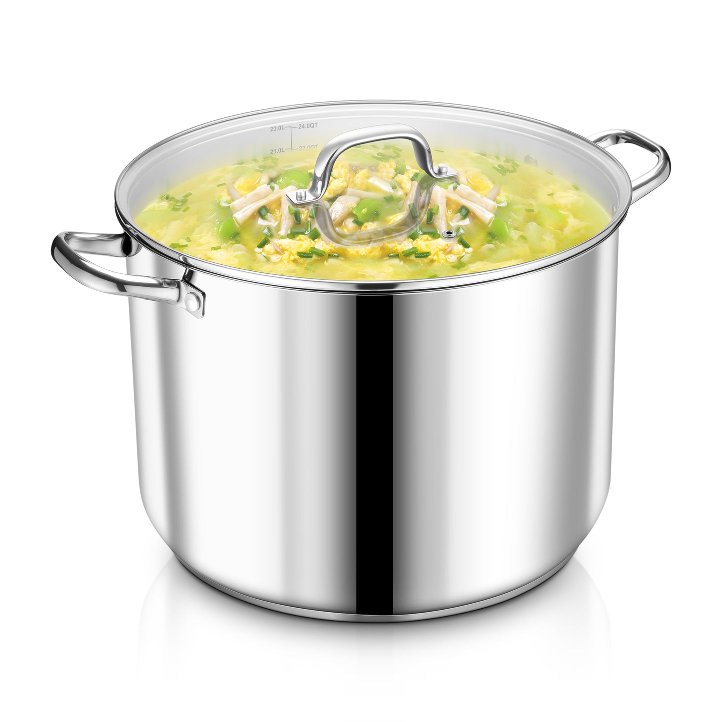 Vesteel 24 QT Stock Pot with Lid, Stainless Steel Large Cookware for Stewing Simmering, Tri-ply Bottom for Induction Gas Electric Stove, Heavy Duty & Food Grade