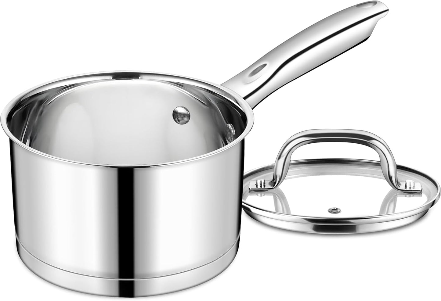 Vesteel 1QT Saucepan with Lid, Stainless Steel Milk Sauce Pan with Tri-ply Composite Bottom, Induction Cooking Pot for Making Pasta, Boiling Soup, Warming Milk, Dishwasher Safe
