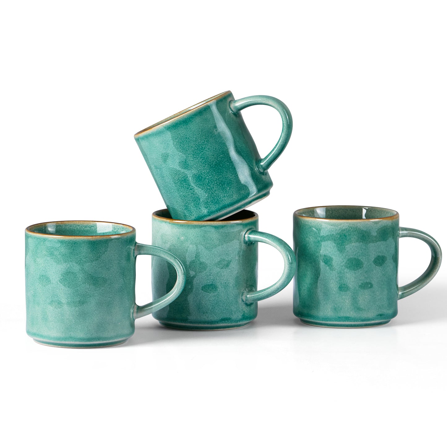 Vesteel Coffee Cups Set of 4, 14oz Ceramic Mugs Set with Handles, Porcelain Mug for Latte Tea Beer Hot Cocoa, Dishwasher & Microwave Safe, Jade Green