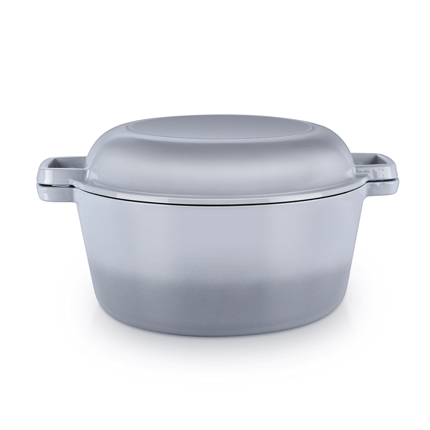 Vesteel 2-in-1 Enameled Cast Iron Dutch Oven with Skillet Lid, 5 Quart Dutch Oven Pot Cookware with Handles for Grilling, Stewing - Grey